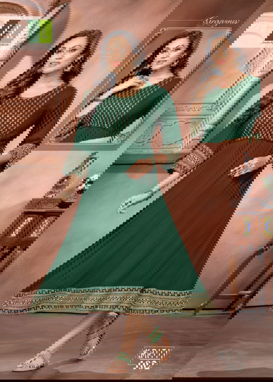 Hirwa Kriti Fancy Ethnic Wear Wholesale Anarkali Kurtis
